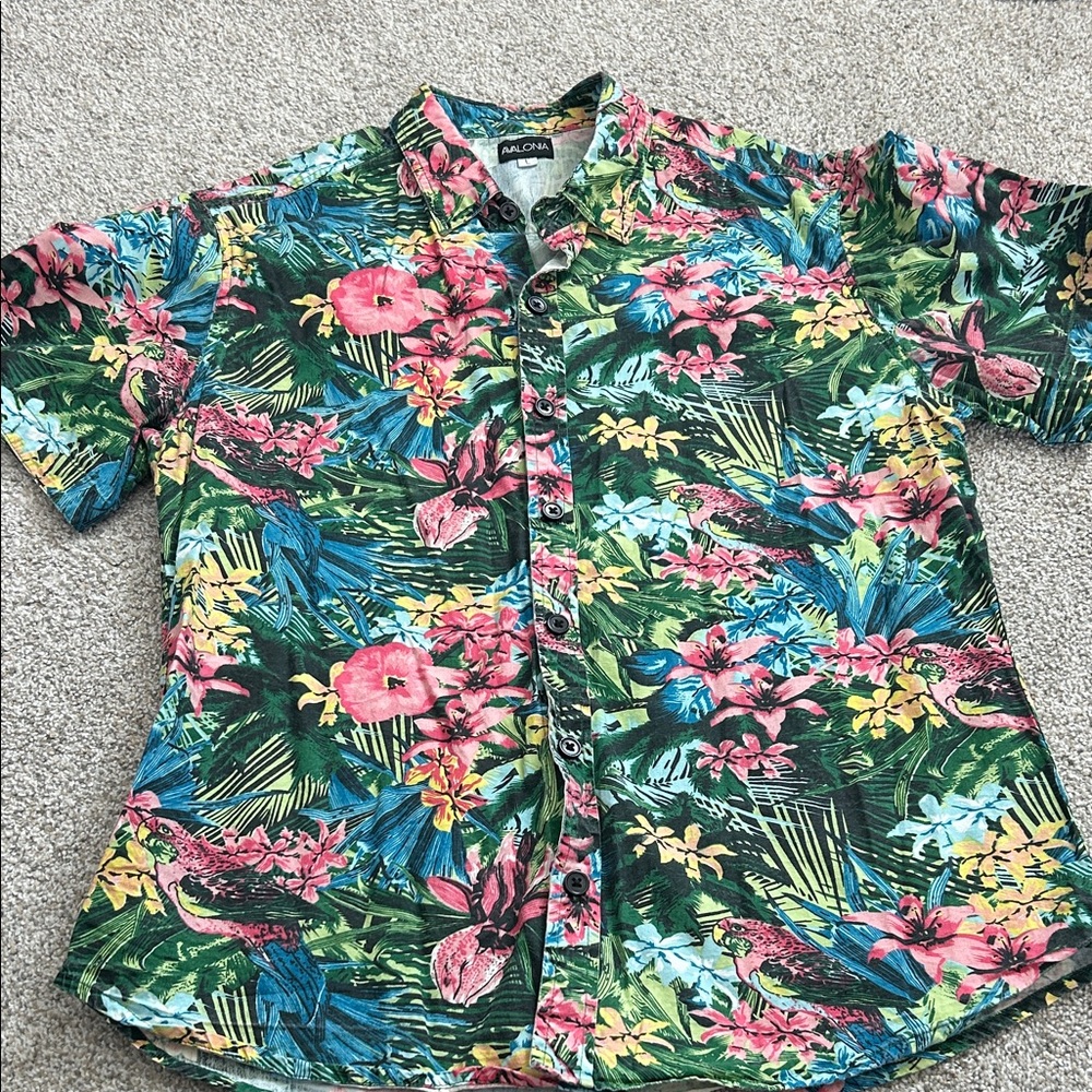 Men's Tropical Floral Button Down Shirt